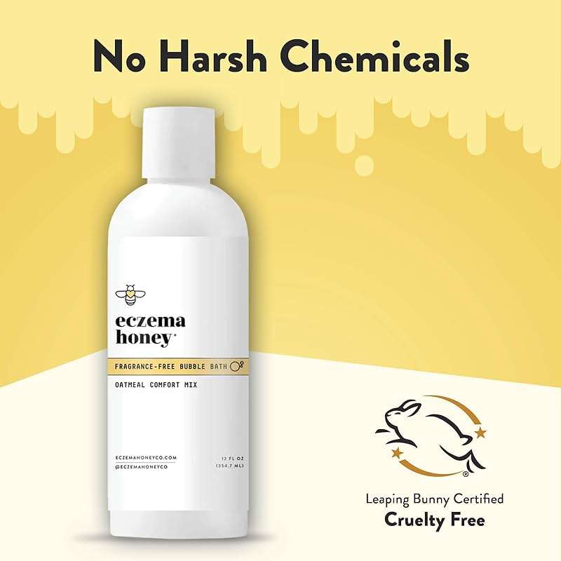 ECZEMA HONEY Fragrance-Free Oatmeal Comfort Bubble Bath - Sensitive Skin Body Wash & Bath Soak - Moisturizing Bath Products - Nourishing Bubble Bath for Women, Men, & Kids (12 Oz) - Image 5