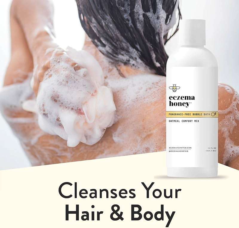 ECZEMA HONEY Fragrance-Free Oatmeal Comfort Bubble Bath - Sensitive Skin Body Wash & Bath Soak - Moisturizing Bath Products - Nourishing Bubble Bath for Women, Men, & Kids (12 Oz) - Image 6