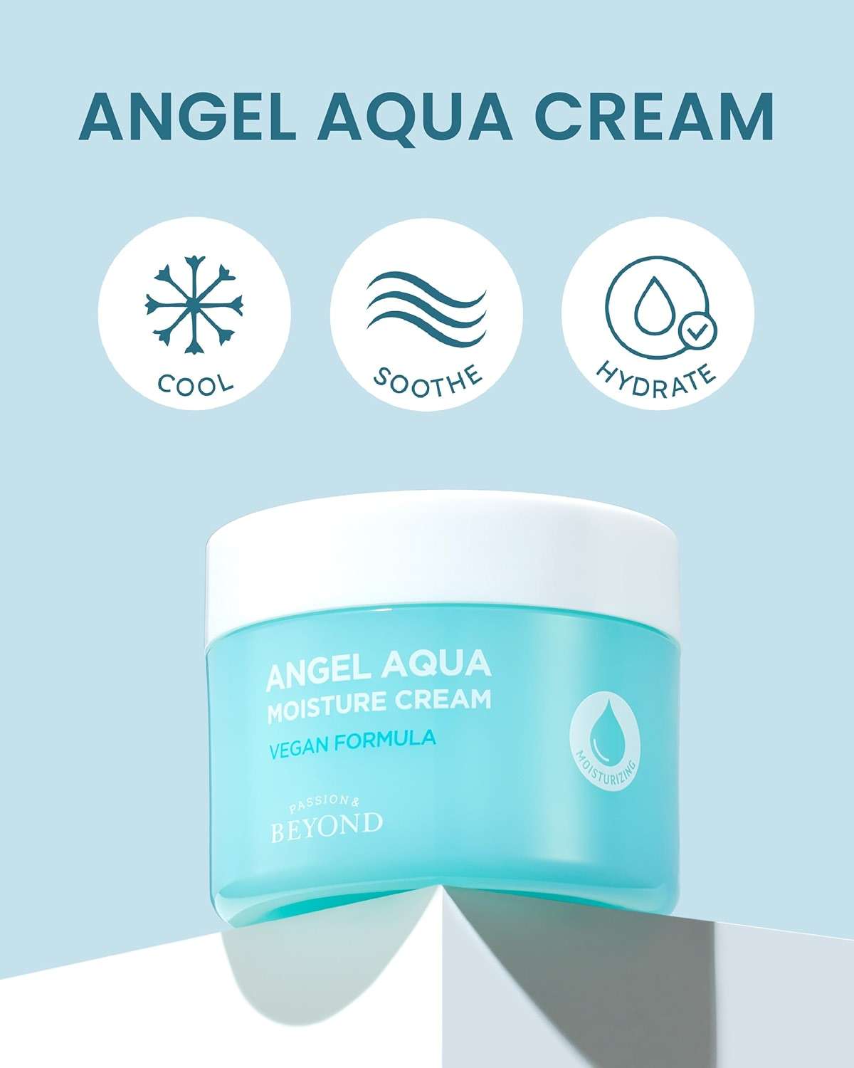 BEYOND Angel Aqua Moisture Cream (5.1 fl oz) - Vegan Cooling Face Gel Moisturizer - Soothing Cica, Hyaluronic Acid & Panthenol - Lightweight Hydrating Sleeping Mask - Korean Skincare - Image 2