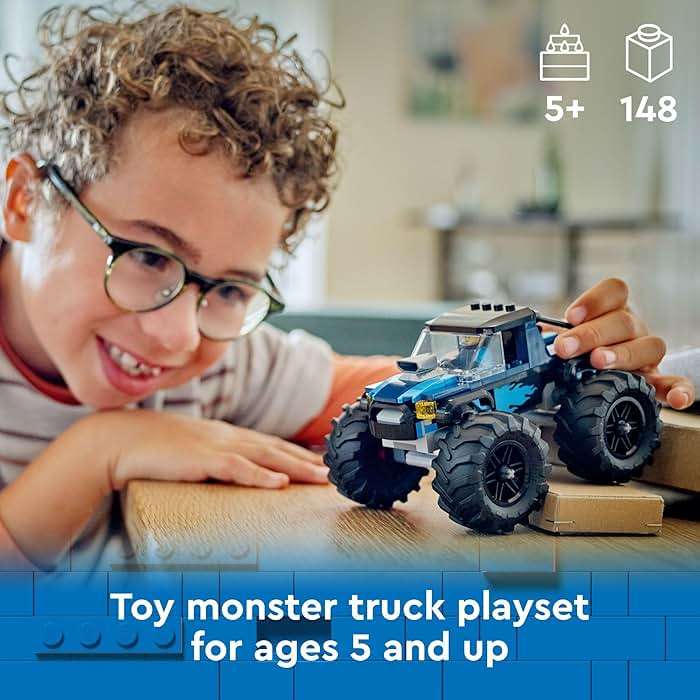 LEGO City Blue Monster Truck Off-Road Toy Playset with a Driver Minifigure, Imaginative Toys for Kids, Fun Gift for Boys and Girls Aged 5 Plus, Mini Monster Truck, 60402 - Image 2