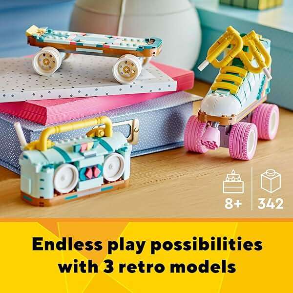 LEGO Creator 3 in 1 Retro Roller Skate Building Kit, Transforms from Roller Skate Toy to Mini Skateboard to Boom Box Radio, Birthday Gift for Skaters, Cool Toy for Boys and Girls Ages 8 and Up, 31148 - Image 3