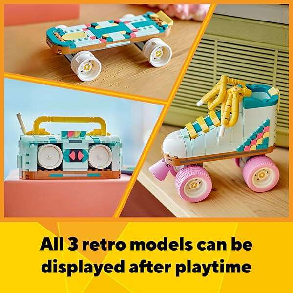 LEGO Creator 3 in 1 Retro Roller Skate Building Kit, Transforms from Roller Skate Toy to Mini Skateboard to Boom Box Radio, Birthday Gift for Skaters, Cool Toy for Boys and Girls Ages 8 and Up, 31148 - Image 5