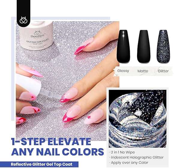 beetles 44pcs Gel Nail Polish Set - 36 Colors Colorful Muse Gel Polish Kit Pink Nude Red Yellow Green Black White Glitter Nail Kit Base Top Coat UV LED Needed Salon DIY Home Gift for Women - Image 6