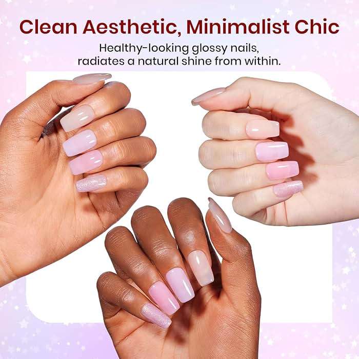 Beetles Jelly Gel Nail Polish Set, 25PCS 20 Colors Sheer Neutral Nude Pink Glitter Milky White Gel Nail Kit Soak Off UV with Base Glossy Matte Top Coat Pearls Rhinestones Nail Charms Gift for Women - Image 4