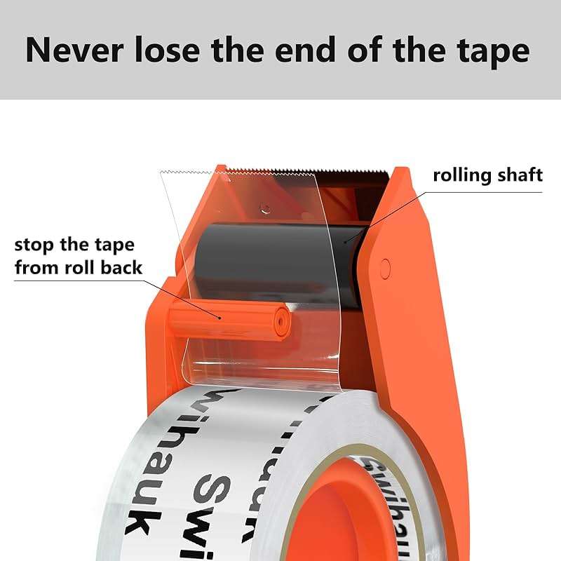 Swihauk 1.88 in x 66.6 YDs Heavy Duty Packing Tape with Dispenser, Strong & Durable Shipping Tape, Packaging Tape, Clear Package Tape for Shipping Moving Storage and Mailing, 1 Roll + 1 Dispenser - Image 3