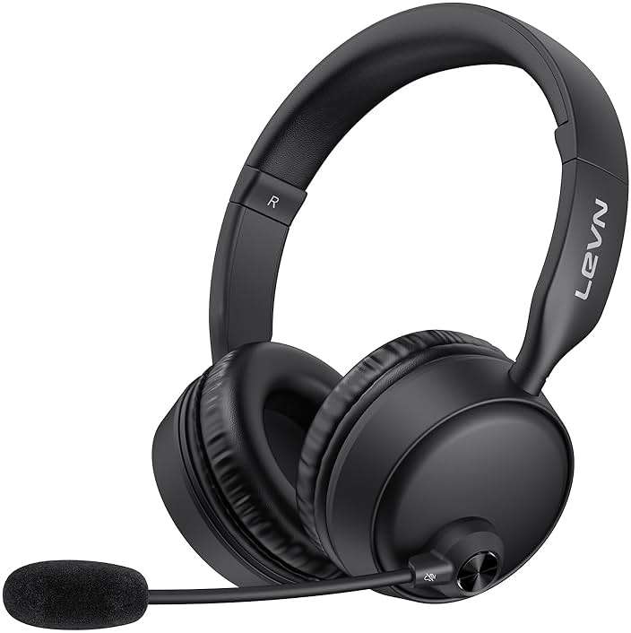 Wireless Headset with Mic for Work, Wireless Headset with Microphone AI Noise Cancelling, Bluetooth 5.3, 60H Battery, Mute Button, Comfortable Over Ear Headphones for PC, Laptop, Call Center, Office - Image 1