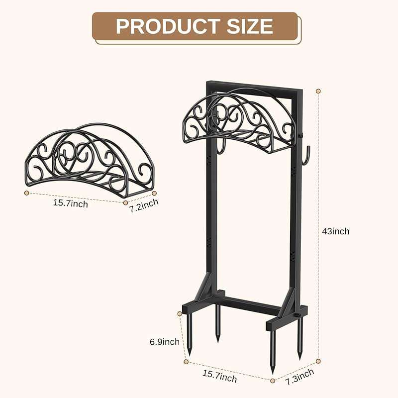 Patiobay Freestanding Garden Hose Stand, Heavy Duty Water Hose Holder with Tool Hooks, 4 Anchoring Spikes, 150 ft Storage for Yard & Lawn - Image 3