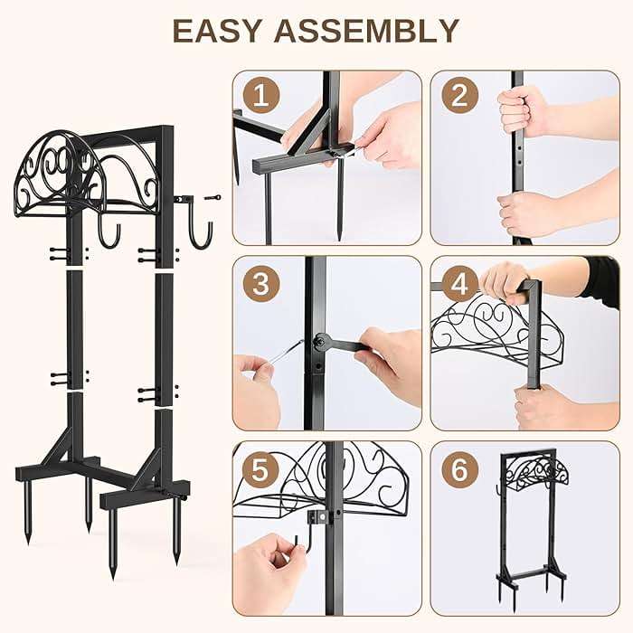 Patiobay Freestanding Garden Hose Stand, Heavy Duty Water Hose Holder with Tool Hooks, 4 Anchoring Spikes, 150 ft Storage for Yard & Lawn - Image 7