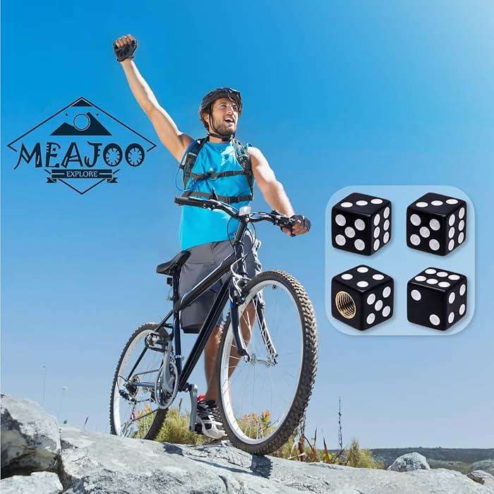 MEAJOO 4PCS Dice Shape Tire Valve Stem Caps, Universal Copper Core Dustproof Tire Valve Stem Covers for Cars, SUV, Trucks, Bikes, Motorcycles, Bicycles(Black) - Image 5