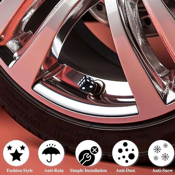 MEAJOO 4PCS Dice Shape Tire Valve Stem Caps, Universal Copper Core Dustproof Tire Valve Stem Covers for Cars, SUV, Trucks, Bikes, Motorcycles, Bicycles(Black) - Image 6