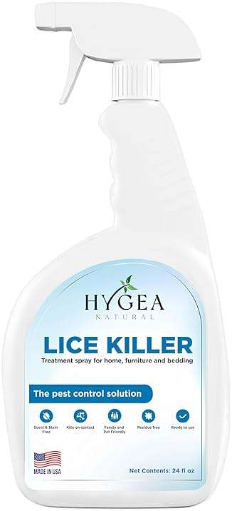 Hygea Natural Lice Spray for Home & Furniture - Natural Treatment for Head Lice - Family & Pet Friendly - Quick Action Against Infestations - Stain & Scent Free 24oz Spray - Image 1