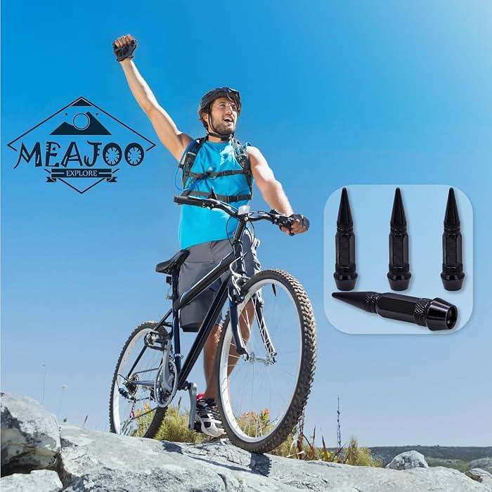 MEAJOO 4PCS Spiked Style Tire Valve Stem Caps, Universal Aluminium Alloy Dustproof Tire Valve Stem Covers for Cars, SUV, Trucks, Bikes, Motorcycles, Bicycles(60MM & Black) - Image 4