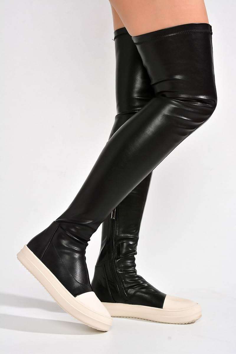 Cape Robbin Women Lug Sole Over the Knee Thigh high Round Toe Flat boots LUPITA BLACK 8 - Image 2