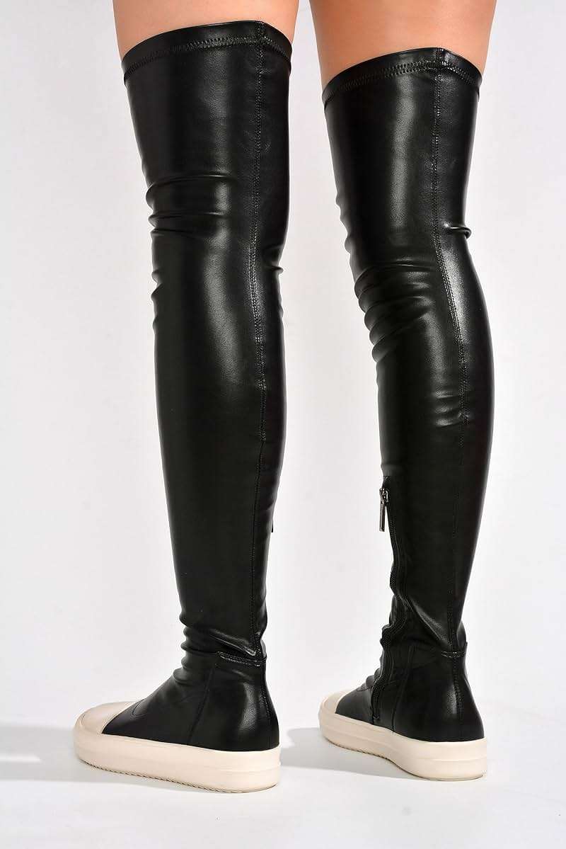 Cape Robbin Women Lug Sole Over the Knee Thigh high Round Toe Flat boots LUPITA BLACK 8 - Image 7