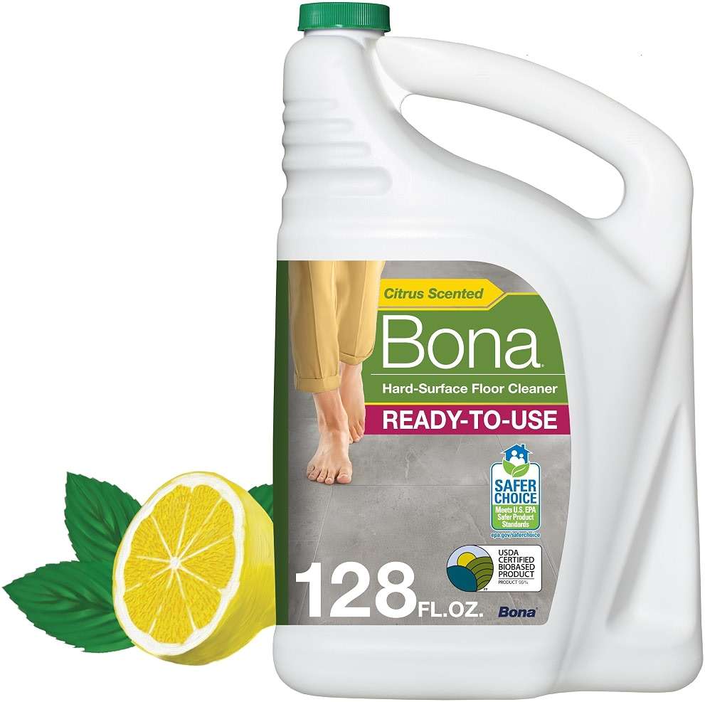 Bona Multi-Surface Floor Cleaner Refill - 128 fl oz - Lemon Mint - Residue-Free Floor Cleaning Solution refill for Spray Mop and Spray Bottles - For Use on Stone, Tile, Laminate, and Vinyl Floors - Image 1