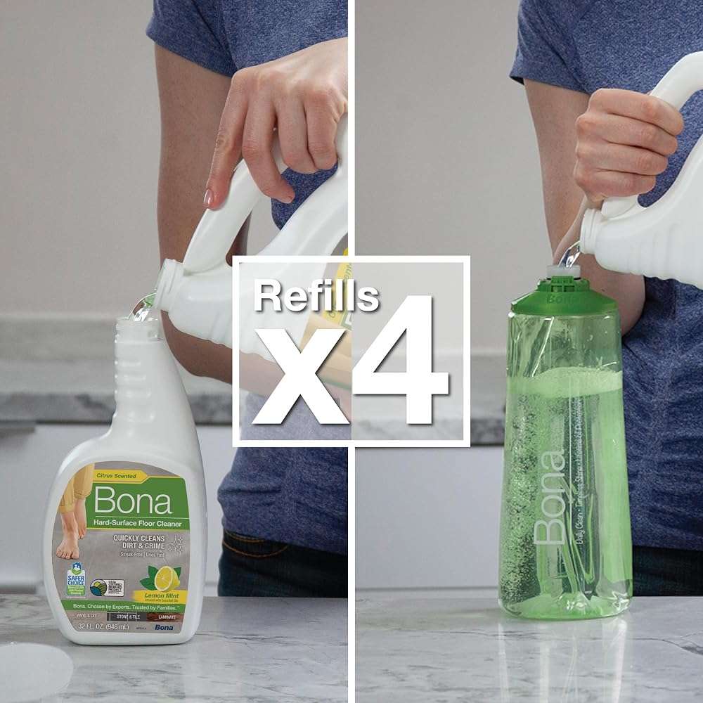 Bona Multi-Surface Floor Cleaner Refill - 128 fl oz - Lemon Mint - Residue-Free Floor Cleaning Solution refill for Spray Mop and Spray Bottles - For Use on Stone, Tile, Laminate, and Vinyl Floors - Image 7