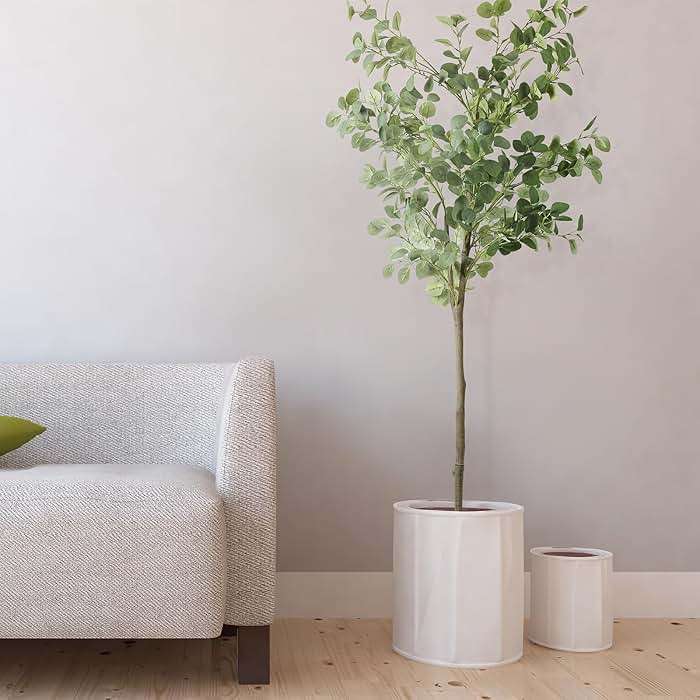 Fogein Artificial Eucalyptus Tree,6Ft Tall Fake Potted Tree Silk Faux Eucalyptus Tree with Plastic Nursery Pot, Artificial Plants for Home Office Indoor Decor - Image 4