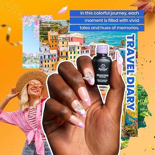 beetles 85 Pcs Gel Nail Polish Kit with UV Light - 35 Colors Gel Polish Set Travel Diary All in One Manicure Kit with Nails Tips and Base Top Coat Soak Off Home DIY Salon Gifts for Women Teens Girls - Image 2