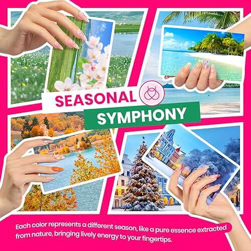 Beetles Gel Nail Polish Kit with U V Light 85Pcs, 55 Colors Seasonal Symphony Set with Diamond Decorations & Manicure Art Stickers and Tools Soak Off for All Season - Image 3