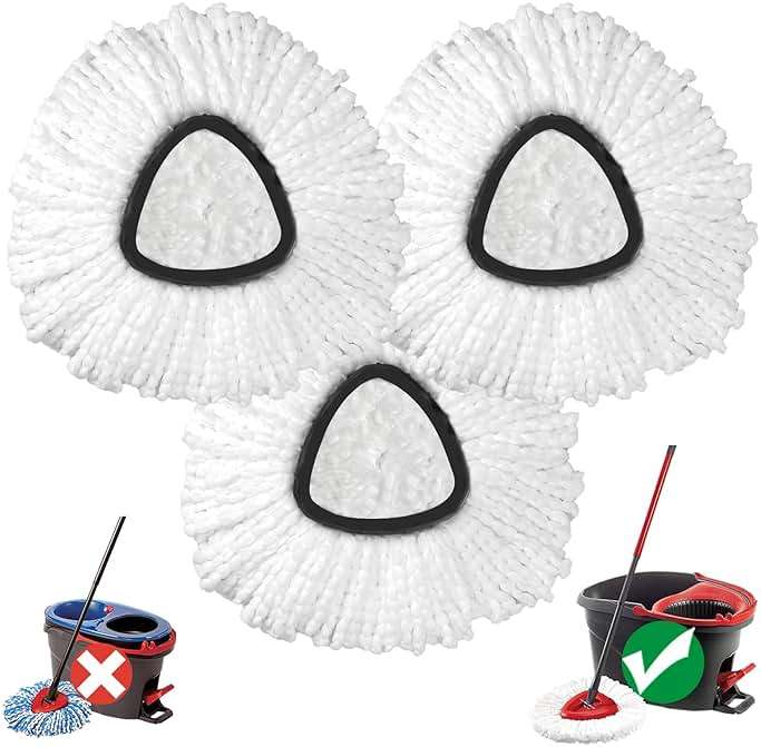 Replacement Mop Heads Compatible with EasyWring 1-Tank Spin Mop System, 3 Pack Microfiber Refills, Machine Washable for Hardwood & Tile Floors - Image 1