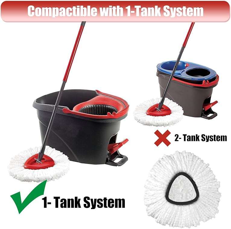 Replacement Mop Heads Compatible with EasyWring 1-Tank Spin Mop System, 3 Pack Microfiber Refills, Machine Washable for Hardwood & Tile Floors - Image 2