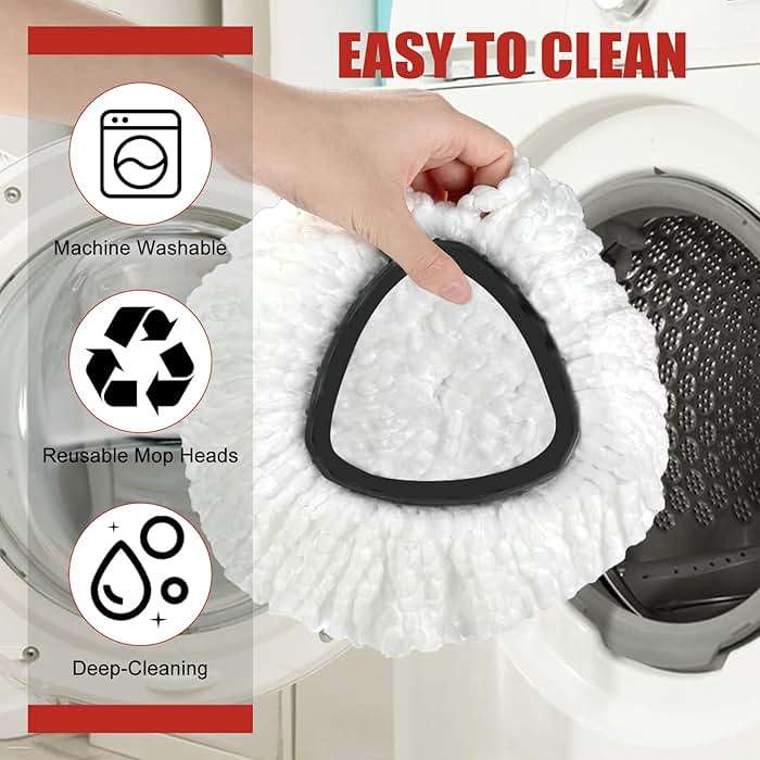 Replacement Mop Heads Compatible with EasyWring 1-Tank Spin Mop System, 3 Pack Microfiber Refills, Machine Washable for Hardwood & Tile Floors - Image 4