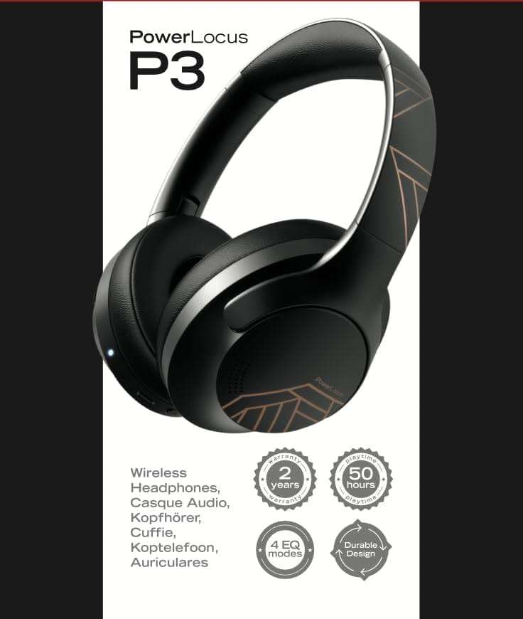 PowerLocus Bluetooth Headphones Over Ear, 50H Playtime with 4 EQ Modes Wireless Headphones with Microphone, HiFi Stereo Deep Bass, Soft Ear Cups, Foldable Lightweight Headset for Travel/Office/Workout - Image 11