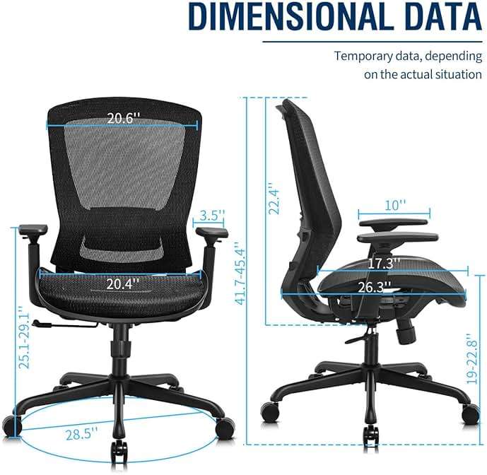 ELABEST Ergonomic Mesh Office Chair,Comfy Computer Desk Chair - BIFMA 5.1 Certified Commercial Swivel Task Chair for Home Office - Adjustable Lumbar Support & Armrests,Tilt Function,Wide Seat (Black) - Image 3