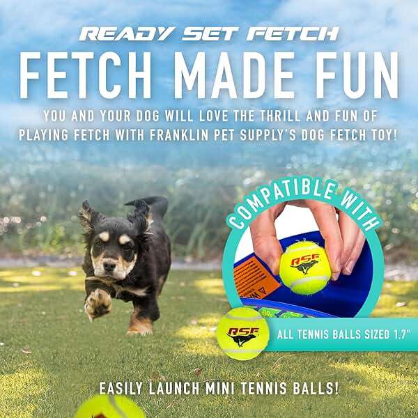 Franklin Pet Supply Co. Ready Set Fetch Mini Automatic Tennis Ball Launcher Dog Toy - Electronic Mini Tennis Ball Thrower for Fetch + Playtime - Launches up to 40 Feet - Interactive Dog Toy - Image 2