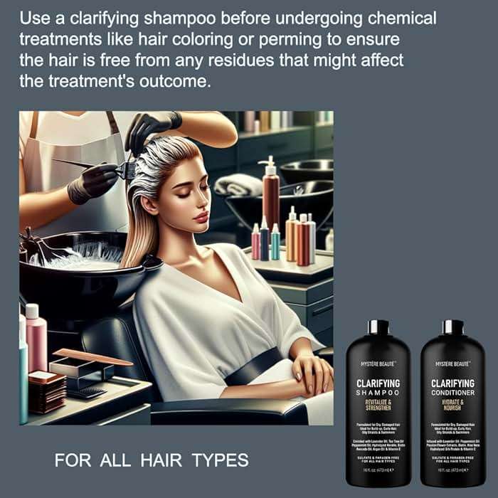 Clarifying Shampoo and Conditioner Set- Hydrating, Calming & Removes Buildup, For All Hair Types, Clarifying Cleanse for Dirt, Oil & Hard Water Buildup, for Men Women MYSTÉRE BEAUTÉ - 16 fl oz each - Image 3