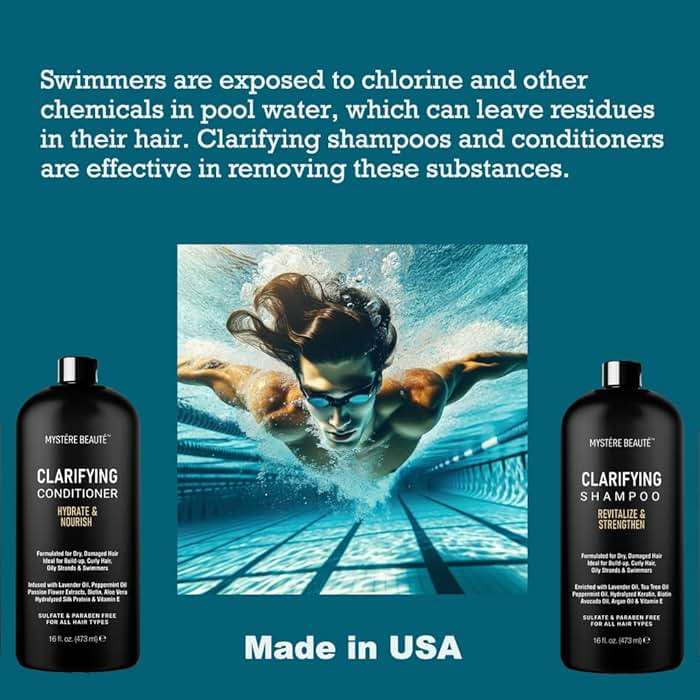 Clarifying Shampoo and Conditioner Set- Hydrating, Calming & Removes Buildup, For All Hair Types, Clarifying Cleanse for Dirt, Oil & Hard Water Buildup, for Men Women MYSTÉRE BEAUTÉ - 16 fl oz each - Image 5