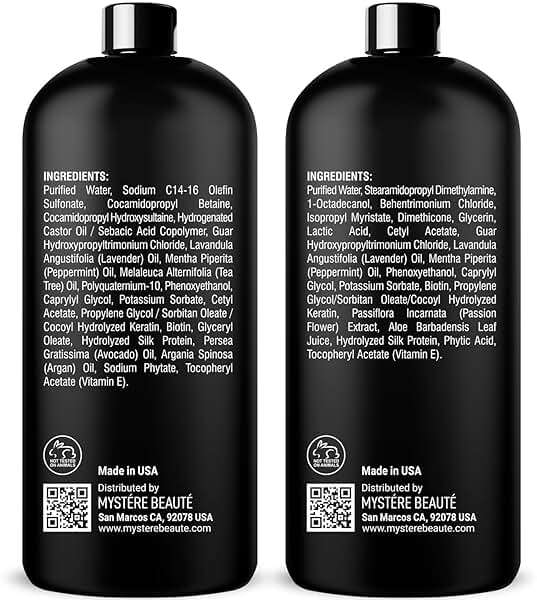 Clarifying Shampoo and Conditioner Set- Hydrating, Calming & Removes Buildup, For All Hair Types, Clarifying Cleanse for Dirt, Oil & Hard Water Buildup, for Men Women MYSTÉRE BEAUTÉ - 16 fl oz each - Image 8