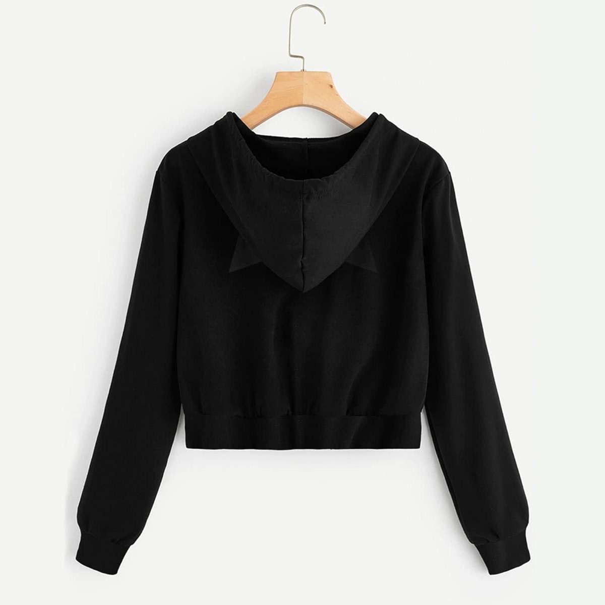 Womens Cat Hoodies Drawstring Hooded Cute Hoodies Pullover Kawaii Hoodie with Ears Long Sleeve Crop Casual Zipper - Image 5