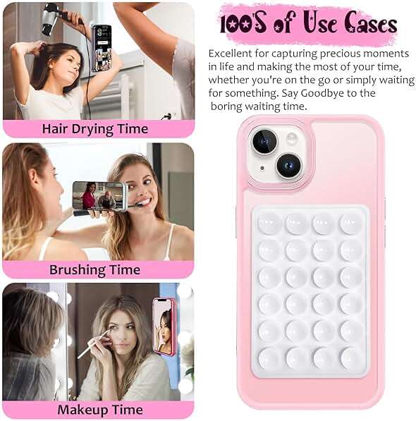LvShuLiangPin Silicone Suction Phone Case Mount, Silicon Adhesive Phone Accessory for Smartphones, Hands-Free Mirror Shower Phone Holder for Selfies, Tiktok Videos (Rose) - Image 3