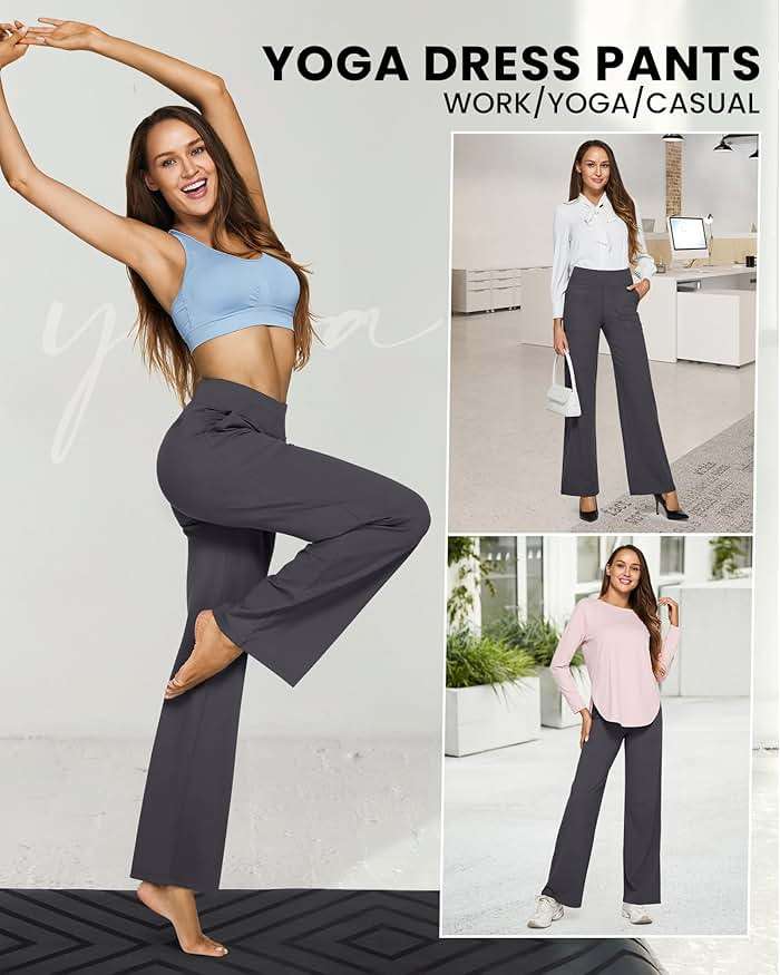G4Free EverGoing Yoga Pants Women Wide Leg Pants with Pockets High Waist Stretch Dress Casual Sweatpants Petite/Regular/Tall - Image 2