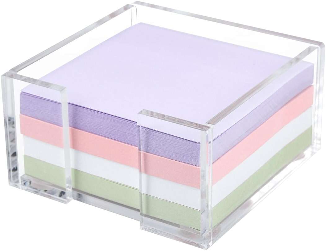 Acrylic Sticky Note Holder, 3 x 3 Crystal Clear Acrylic Notepad Holder Sticky Note Dispenser for Dorm Room and Office Desk Organizer - Image 1