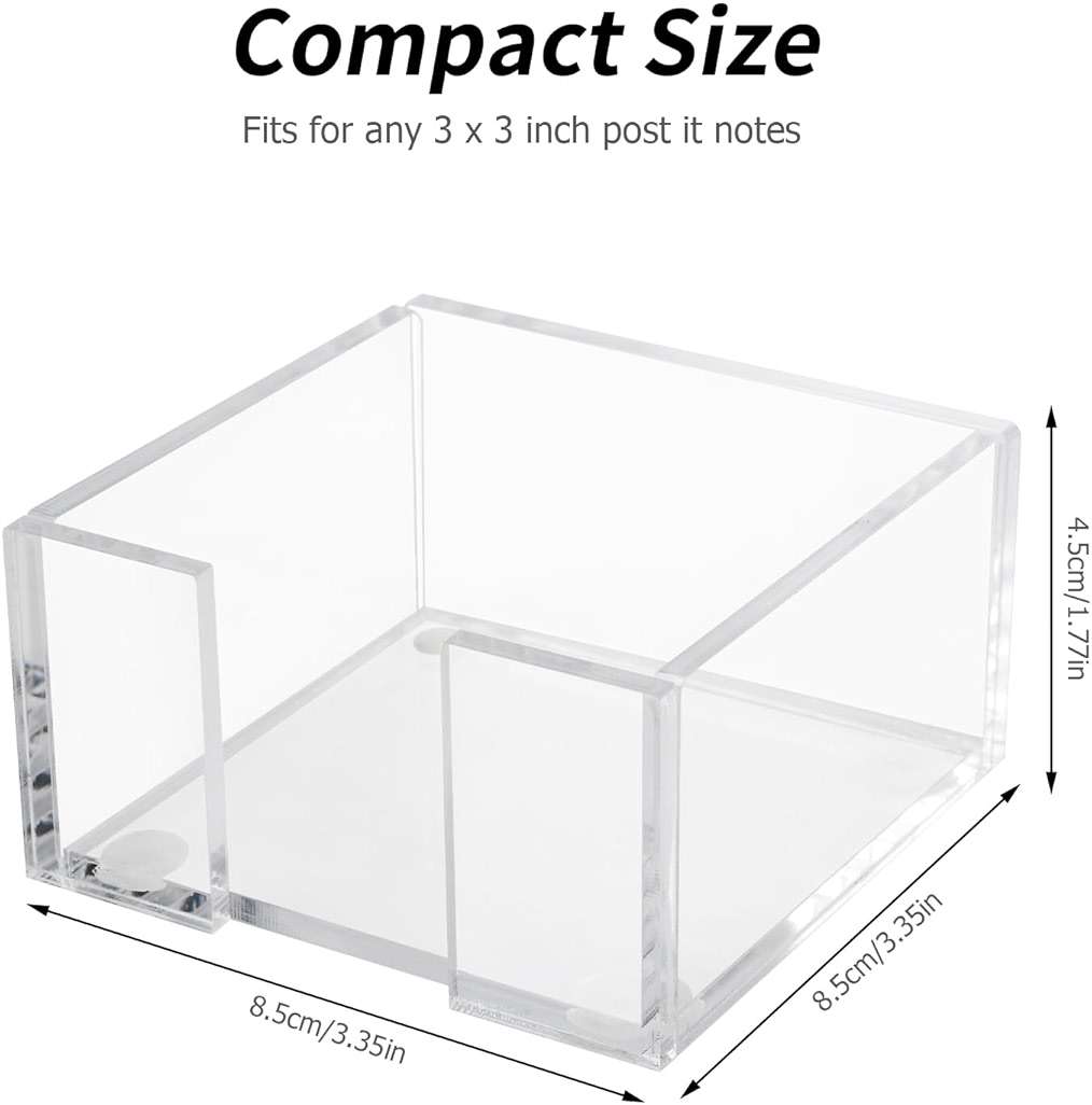 Acrylic Sticky Note Holder, 3 x 3 Crystal Clear Acrylic Notepad Holder Sticky Note Dispenser for Dorm Room and Office Desk Organizer - Image 3