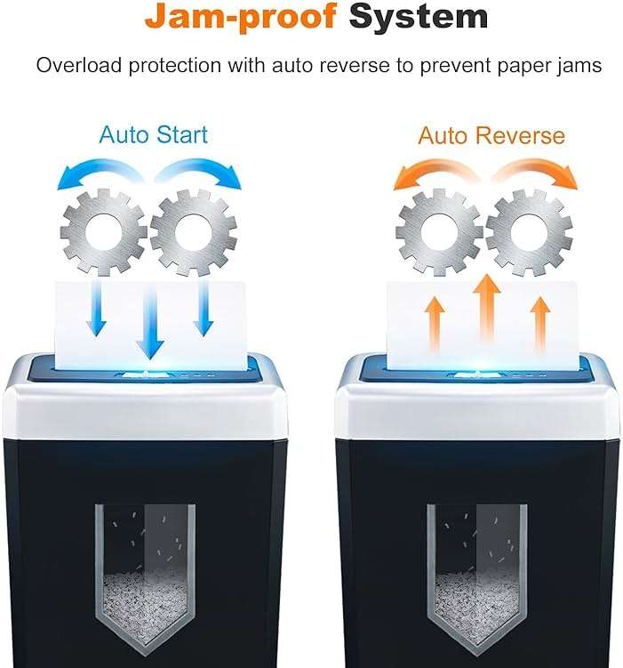 Bonsaii 15-Sheet Office Paper Shredder, 40 Mins Heavy Duty Shredder for Home Office, Crosscut Shreder with Anti-Jam System & P-4 High Security Supports CD/Credit Cards/Staple,5 Gal Pullout Bin C169-B - Image 4