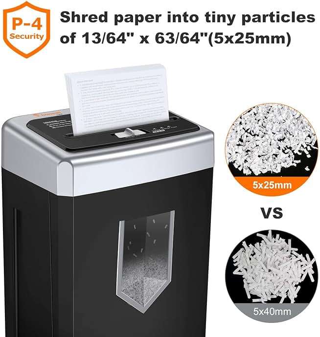 Bonsaii 15-Sheet Office Paper Shredder, 40 Mins Heavy Duty Shredder for Home Office, Crosscut Shreder with Anti-Jam System & P-4 High Security Supports CD/Credit Cards/Staple,5 Gal Pullout Bin C169-B - Image 5