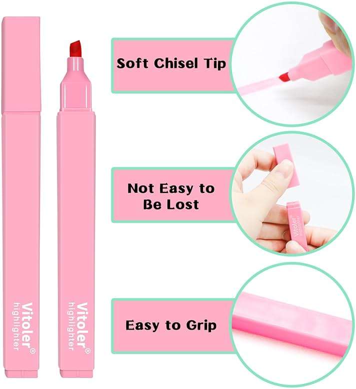 Vitoler 10Pcs Aesthetic Highlighters, Chisel Tip Marker Pens,Assorted Color Candy Highlighters,No Bleed Bible Highlighter,Cute Pastel Highlighter for Journaling Planner Notes School Supplies | Aesthetic, Chisel Tip Marker Pens for Journaling Planner Notes School Supplies - Image 4