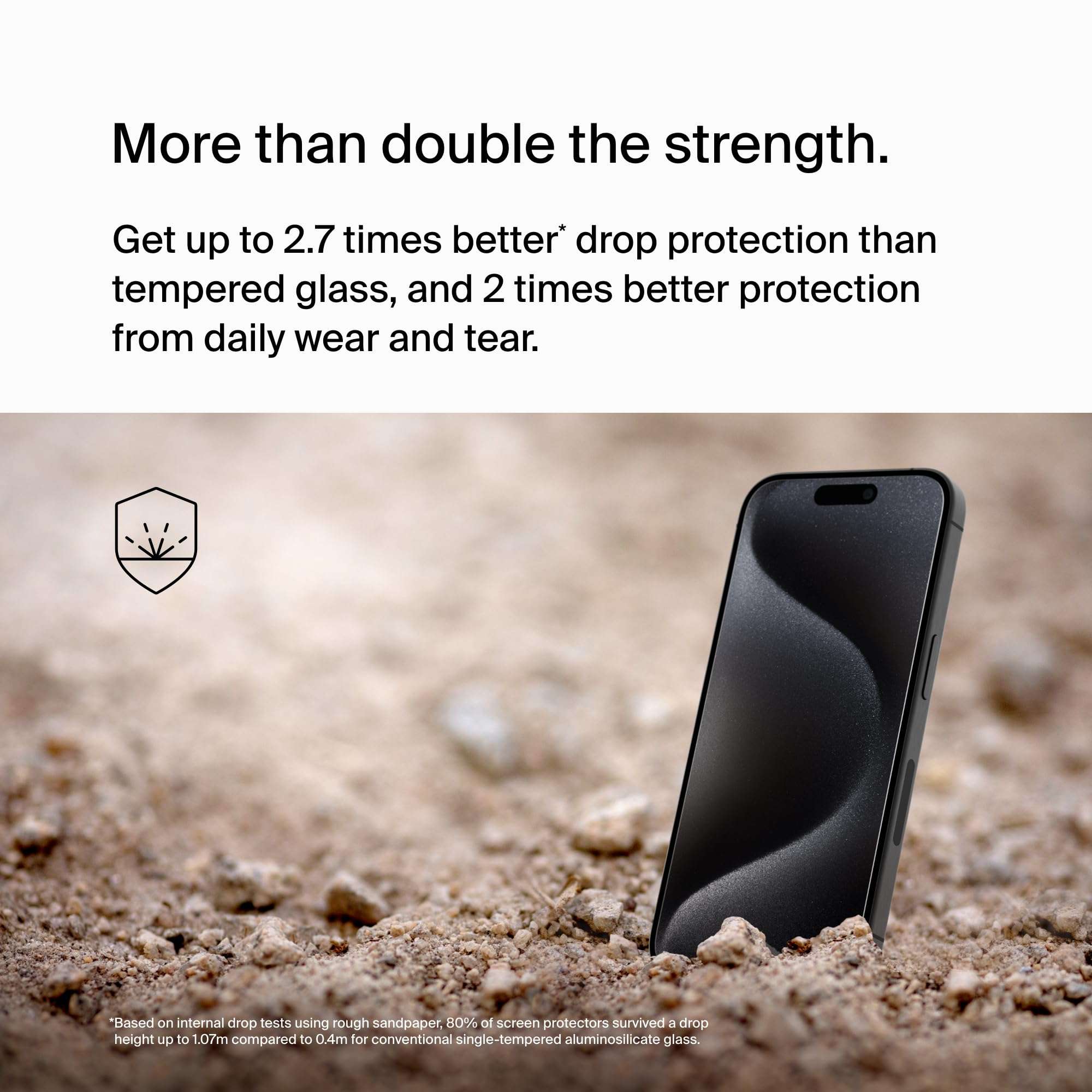 Belkin ScreenForce UltraGlass 2 Treated iPhone 15 Pro Screen Protector - Scratch-Resistant, 9H Hardness Tested Glass w/Slim Design - Includes Easy Align Tray for Bubble-Free Application - Image 3