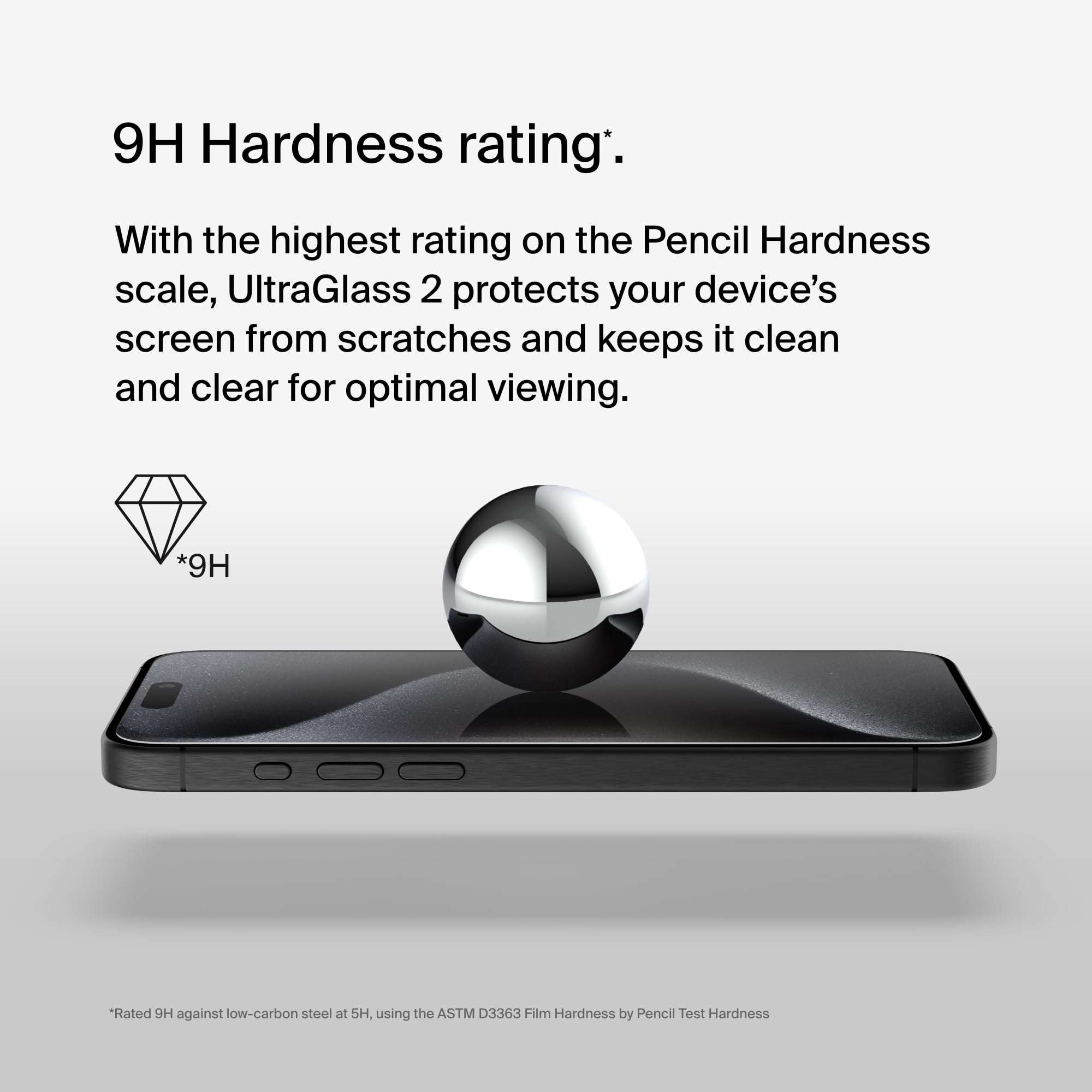 Belkin ScreenForce UltraGlass 2 Treated iPhone 15 Pro Screen Protector - Scratch-Resistant, 9H Hardness Tested Glass w/Slim Design - Includes Easy Align Tray for Bubble-Free Application - Image 4