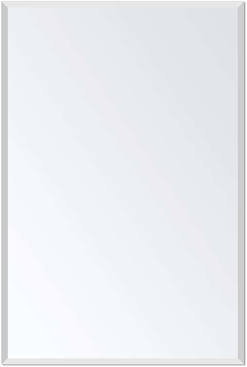 Frameless Bathroom Mirror for Wall, Rectangle Beveled Edge Mirror for Over Sink, Tempered Glass, Shatterproof, Hangs Horizontally or Vertically for Living Room, Entryway, Restroom, 24" x 16" - Image 1