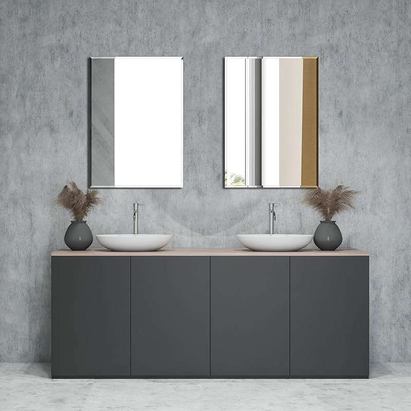 Frameless Bathroom Mirror for Wall, Rectangle Beveled Edge Mirror for Over Sink, Tempered Glass, Shatterproof, Hangs Horizontally or Vertically for Living Room, Entryway, Restroom, 24" x 16" - Image 2