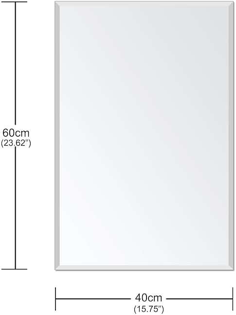 Frameless Bathroom Mirror for Wall, Rectangle Beveled Edge Mirror for Over Sink, Tempered Glass, Shatterproof, Hangs Horizontally or Vertically for Living Room, Entryway, Restroom, 24" x 16" - Image 3