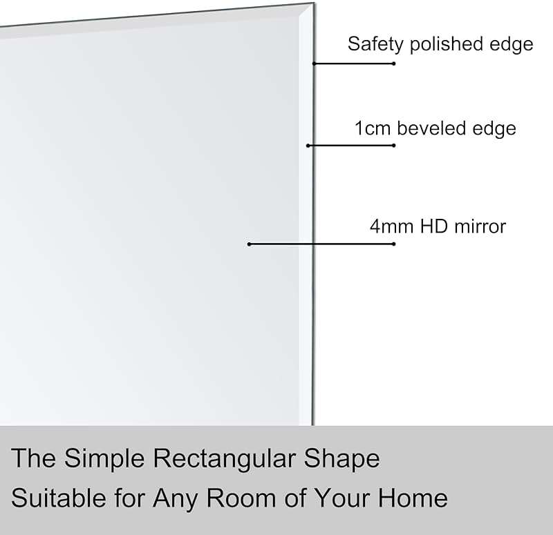 Frameless Bathroom Mirror for Wall, Rectangle Beveled Edge Mirror for Over Sink, Tempered Glass, Shatterproof, Hangs Horizontally or Vertically for Living Room, Entryway, Restroom, 24" x 16" - Image 6