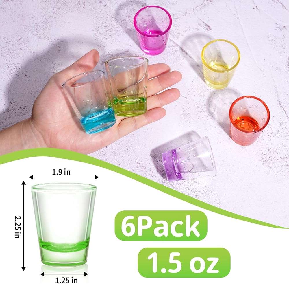 ZZYFGH 6 Pack Shot Glasses Set,1.5 oz Colorful Shot Glass with Heavy Base,Shot Glass for Vodka, Whiskey, Tequila, Espressos, Spirits & Liquors - Image 3