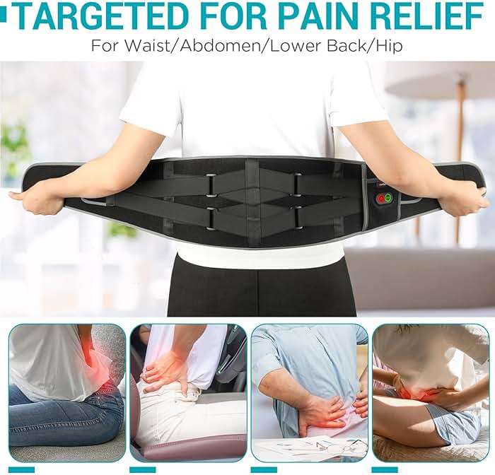 Comfytemp Cordless Heating Pad with Massager for Back, Fathers Day Dad Gifts for Men, FSA Eligible HSA Portable Lower Back Massager Rechargeable Wireless Electric, Women Mom Seniors 3 Heat 30mins Off - Image 4