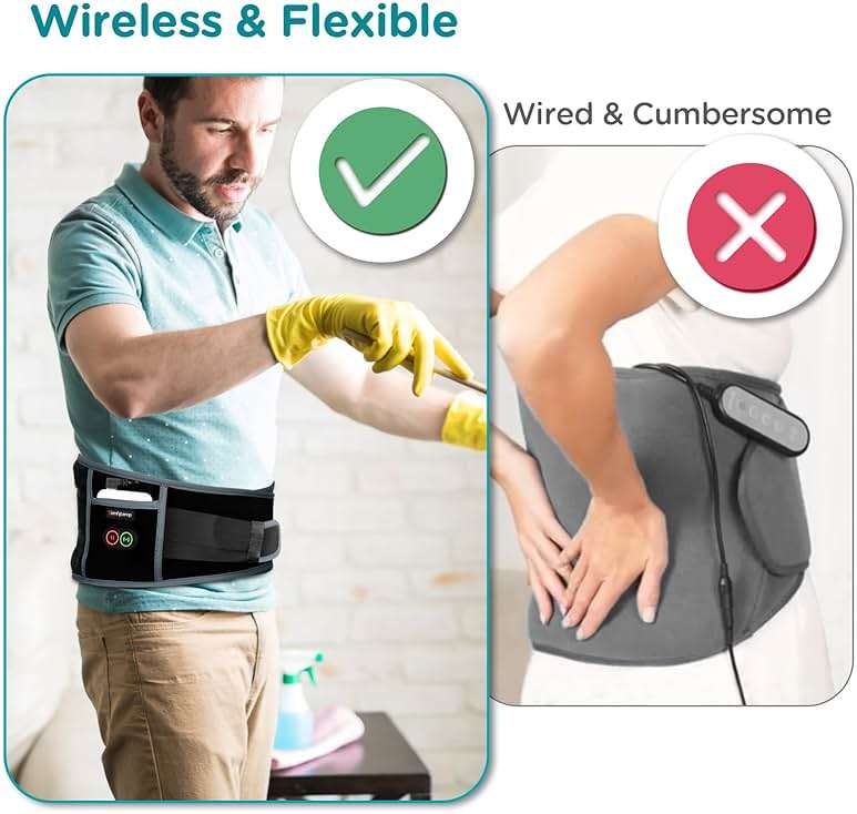 Comfytemp Cordless Heating Pad with Massager for Back, Fathers Day Dad Gifts for Men, FSA Eligible HSA Portable Lower Back Massager Rechargeable Wireless Electric, Women Mom Seniors 3 Heat 30mins Off - Image 8
