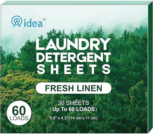AIDEA Laundry Detergent Sheets, Fresh Linen Scent-(60 Loads) 30 Sheets, Eco-Friendly Laundry Detergent, No Plastic Jug, Lightweight, Easy To Use For Travel - Image 1